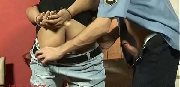  Mature policeman handcuffs and mouth fucks a boy